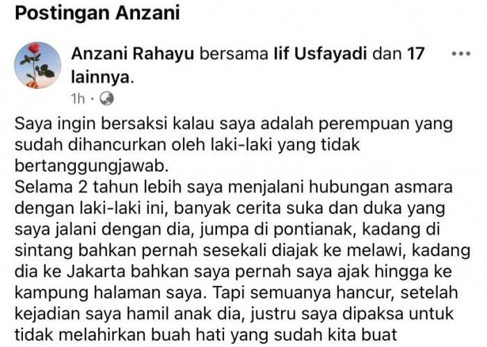 Viral di Medsos! Akun Anzani Rahayu Tuding Cawabup Melawi Tak Bertanggung Jawab