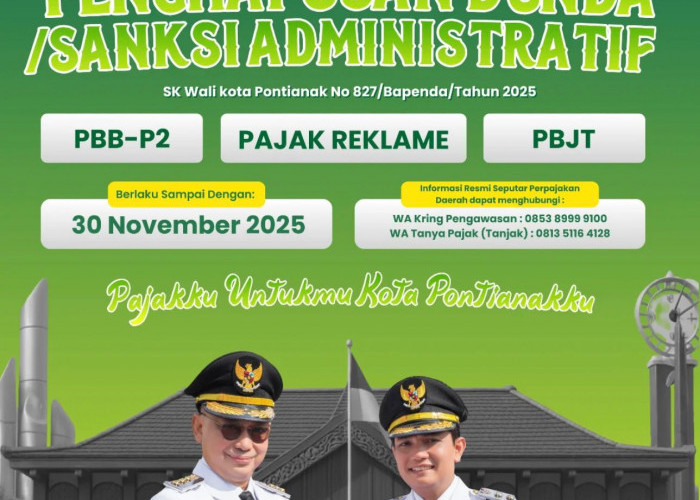 Pemkot Pontianak Hapus Denda dan Sanksi Pajak Daerah hingga 30 November 2025