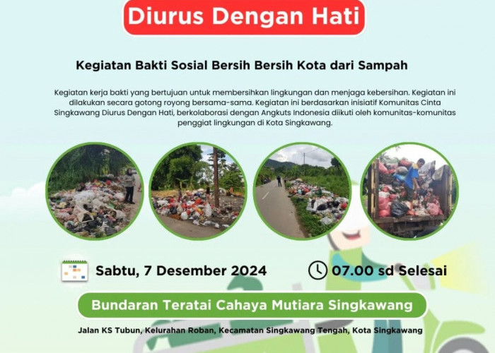 Komunitas Cinta Singkawang Diurus dengan Hati Gelar Bakti Sosial: Bersihkan Kota Dari Sampah