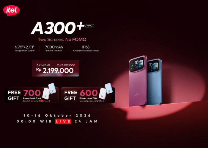HP 2 Jutaan Ini Punya 2 Layar, Bisa Selfie Pakai Kamera Utama! Intip Harga dan Spesifikasi itel A300+