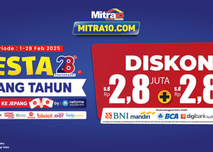 Promo Spesial Anniversary Mitra10 ke-28, Diskon dan Cashback Hingga Rp 2,8 Juta, Buruan Cek!