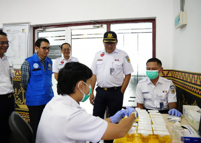 Pastikan Angkutan Lebaran 2026 Aman, KAI Divre IV Tanjungkarang Gandeng BNN Lampung Gelar Tes Narkoba Petugas 