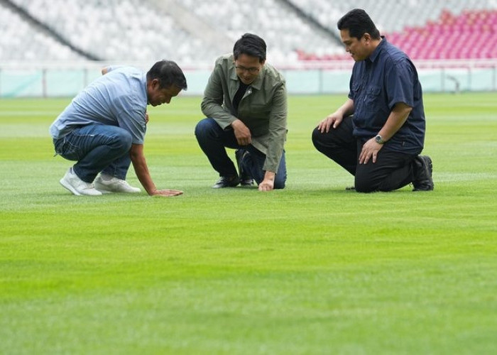 Erick Thohir Tinjau SUGBK, Pastikan Kesiapan Rumput dan Keamanan Jelang Laga Timnas