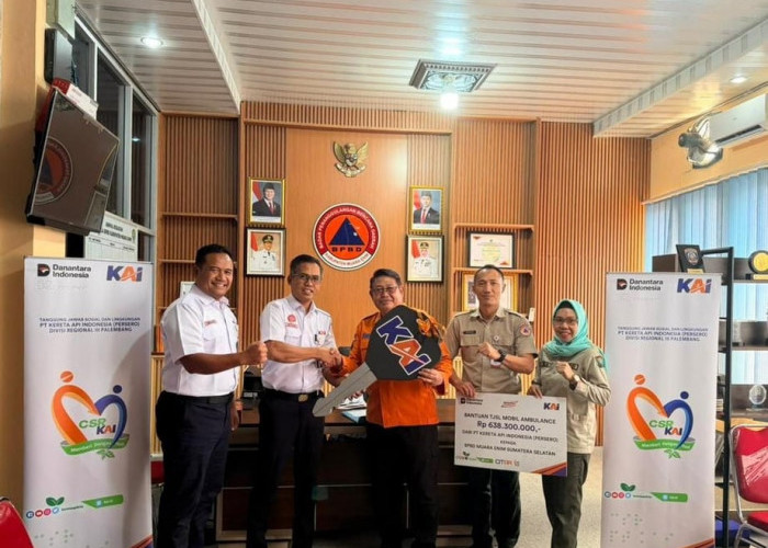 Kolaborasi Kondisi Darurat, KAI Divre III Palembang Salurkan CSR Mobil Ambulance Melalui BPBD Kabupaten Muara 