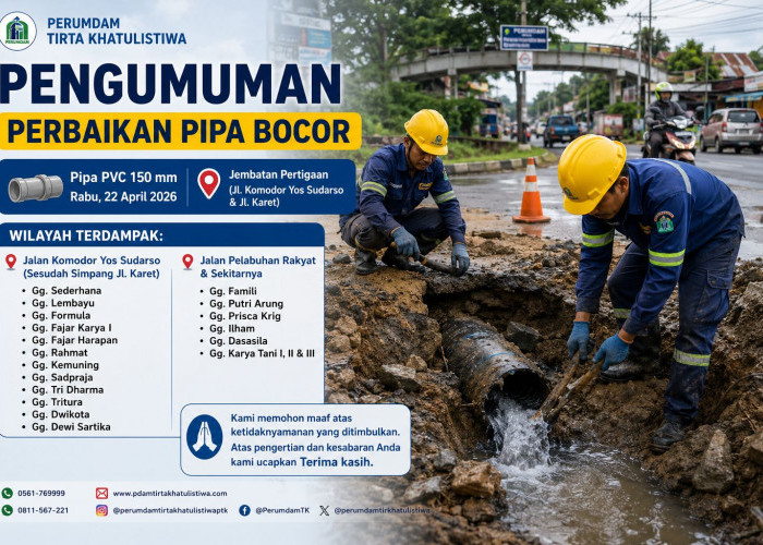 Perumdam Tirta Khatulistiwa Lakukan Perbaikan Pipa Bocor di Kawasan Jembatan Pertigaan
