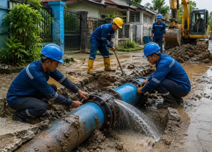 PDAM Pontianak Perbaiki Pipa Bocor PVC 500 MM, Beberapa Wilayah di Pontianak Timur Terdampak