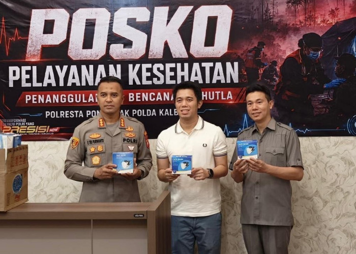 Gandeng HFX Group, Polresta Pontianak Salurkan 100.000 Masker Tekan Dampak Karhutla di Kota Pontianak