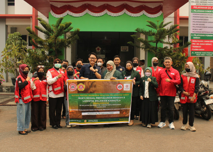 Karang Taruna dan IDI Pontianak Bersinergi Salurkan Bantuan untuk Relawan Karhutla