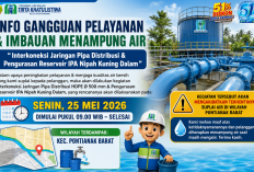 PDAM Informasikan Gangguan Pelayanan Air di Pontianak Barat 25 Mei 2026