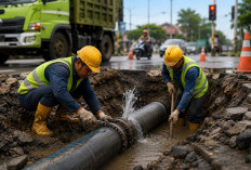 Perumda Tirta Khatulistiwa Lakukan Perbaikan Pipa Bocor PVC 250 MM di Jalan Selat Panjang
